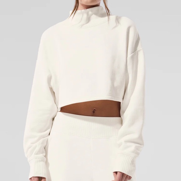 Alo Yoga Cropped Serenity Coverup Ivory S - Picture 1 of 10